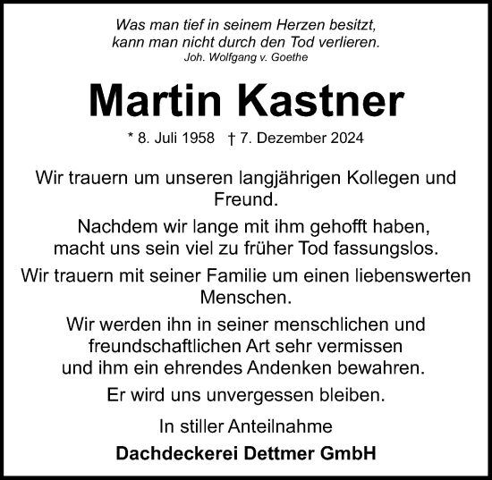 Traueranzeige von Martin Kastner von Peiner Allgemeine Zeitung