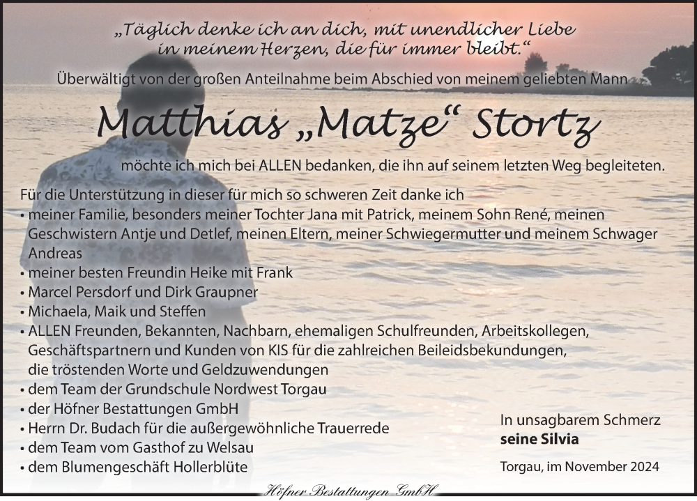  Traueranzeige für Matthias Stortz vom 07.12.2024 aus Torgauer Zeitung