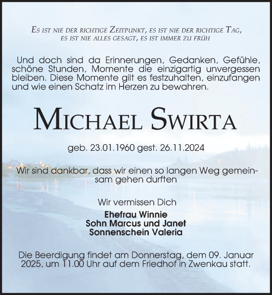 Traueranzeige von Michael Swirta von Leipziger Volkszeitung