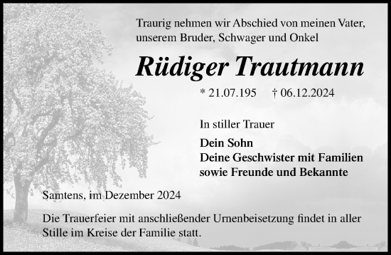 Traueranzeige von Rüdiger Trautmann von Ostsee-Zeitung GmbH