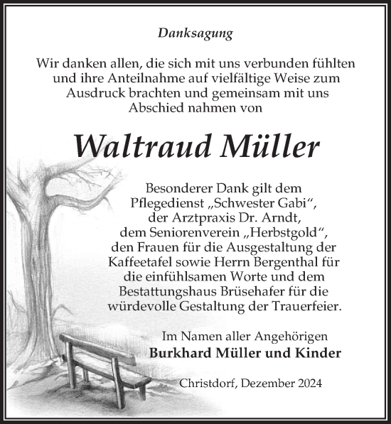 Traueranzeige von Waltraud Müller von Wochenspiegel