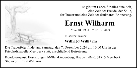 Traueranzeige von Wilfried Wilharm von Schaumburger Nachrichten