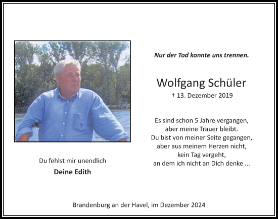 Traueranzeige von Wolfgang Schüler von Märkischen Allgemeine Zeitung