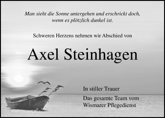 Traueranzeige von Axel Steinhagen von Ostsee-Zeitung GmbH