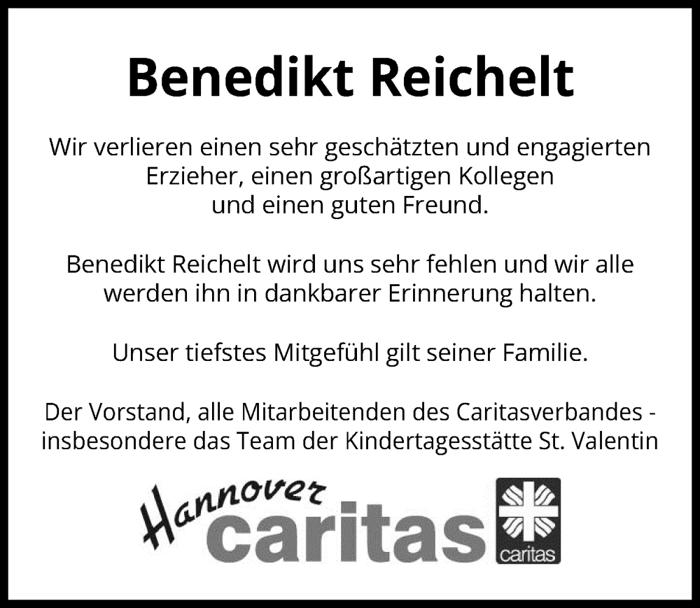  Traueranzeige für Benedikt Reichelt vom 03.02.2024 aus Hannoversche Allgemeine Zeitung/Neue Presse