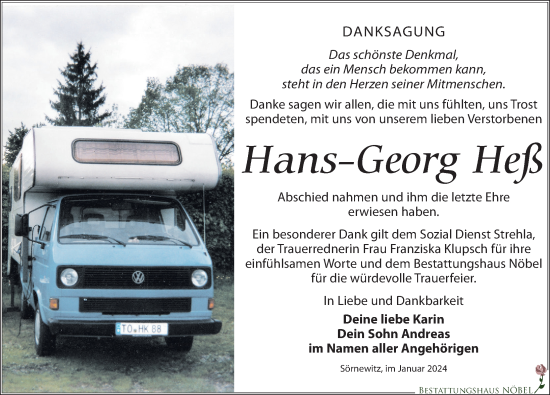 Traueranzeige von Hans-Georg Heß von Leipziger Volkszeitung