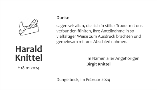 Traueranzeige von Harald Knittel von Peiner Allgemeine Zeitung