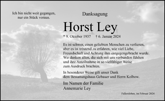 Traueranzeige von Horst Ley von Aller Zeitung