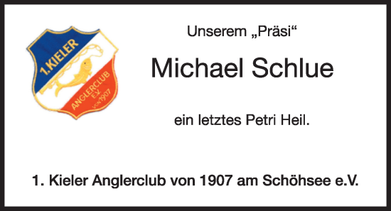 Traueranzeige von Michael Schlue von Kieler Nachrichten