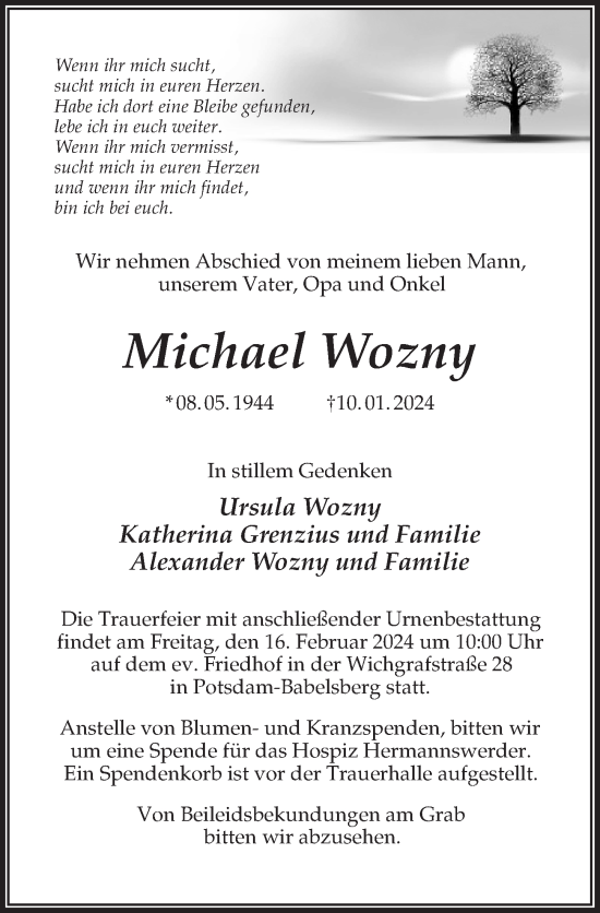 Traueranzeige von Michael Wozny von Märkischen Allgemeine Zeitung