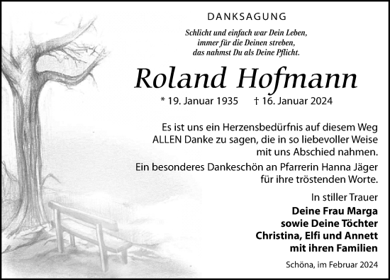 Traueranzeige von Roland Hofmann von Torgauer Zeitung