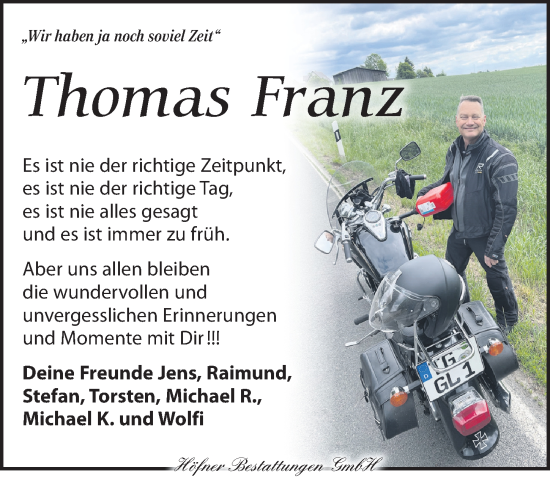 Traueranzeige von Thomas Franz von Torgauer Zeitung