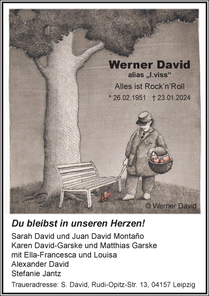  Traueranzeige für Werner David vom 10.02.2024 aus Leipziger Volkszeitung