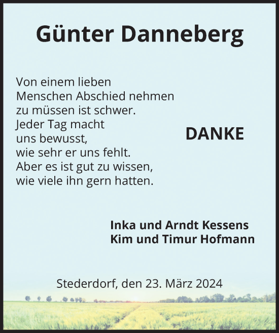 Traueranzeige von Günter Danneberg von Peiner Allgemeine Zeitung