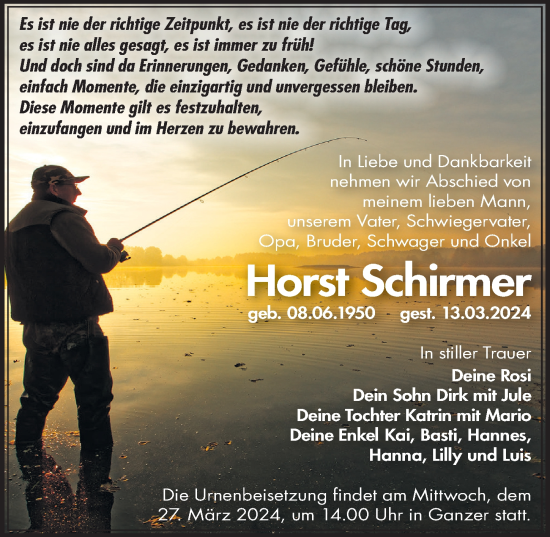 Traueranzeige von Horst Schirmer von Märkischen Allgemeine Zeitung