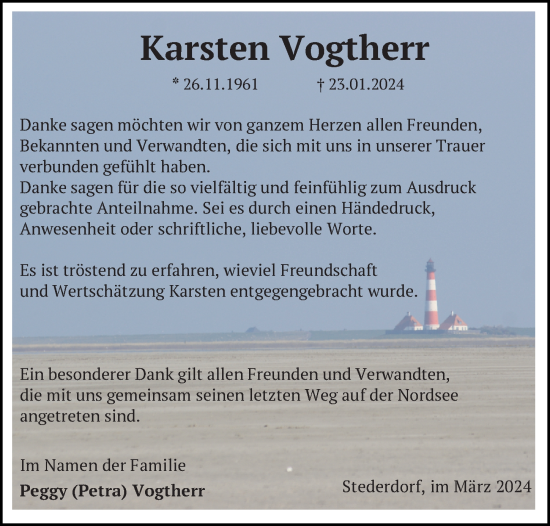Traueranzeige von Karsten Vogtherr von Peiner Allgemeine Zeitung