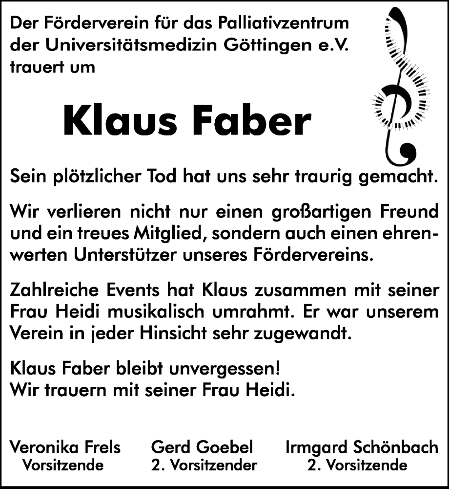  Traueranzeige für Klaus Faber vom 16.03.2024 aus Göttinger Tageblatt
