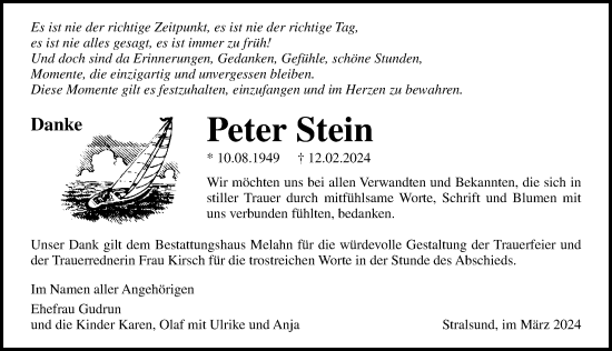 Traueranzeige von Peter Stein