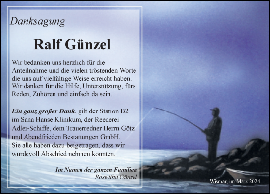 Traueranzeige von Ralf Günzel von Ostsee-Zeitung GmbH