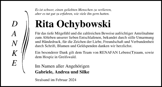 Traueranzeige von Rita Ochybowski