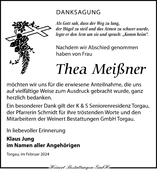 Traueranzeige von Thea Meißner von Torgauer Zeitung