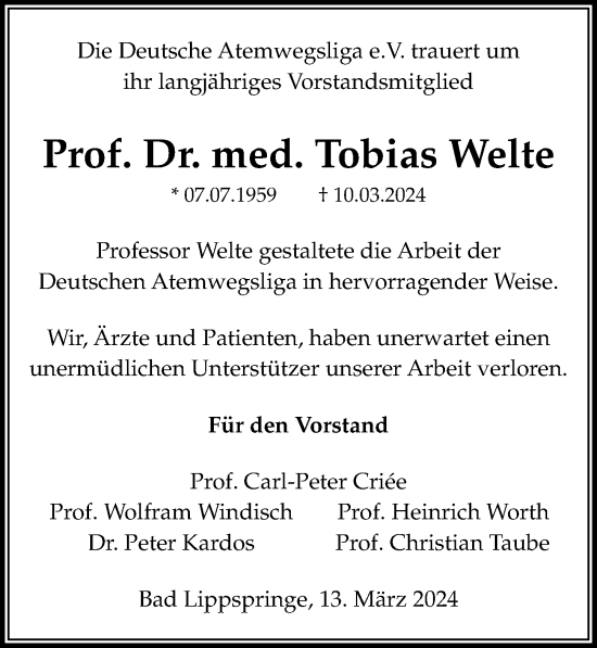 Traueranzeige von Tobias Welte von Hannoversche Allgemeine Zeitung/Neue Presse