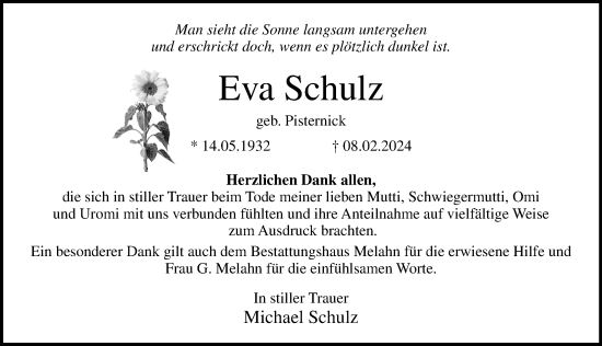 Traueranzeige von Eva Schulz