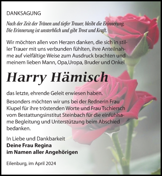 Traueranzeige von Hary Hämisch von Leipziger Volkszeitung