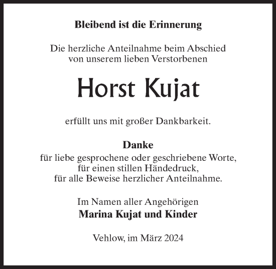 Traueranzeige von Horst Kujat von Wochenspiegel