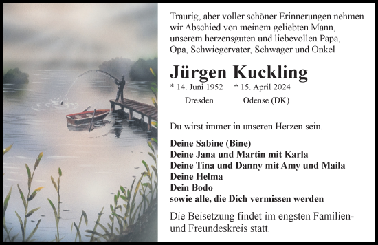 Traueranzeige von Jürgen Kuckling von Ostsee-Zeitung GmbH