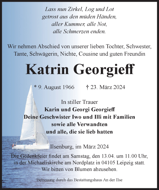 Traueranzeige von Katrin Georgieff von Leipziger Volkszeitung