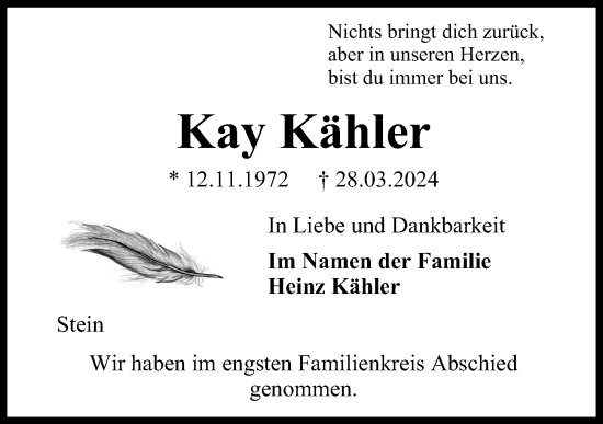 Traueranzeige von Kay Kähler von Kieler Nachrichten