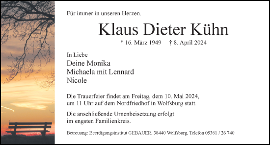 Traueranzeige von Klaus Dieter Kühn von Aller Zeitung