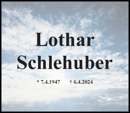 Traueranzeige von Lothar Schlehuber von Aller Zeitung