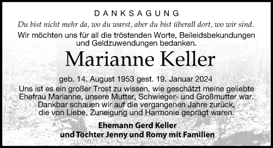 Traueranzeige von Marianne Keller von Torgauer Zeitung