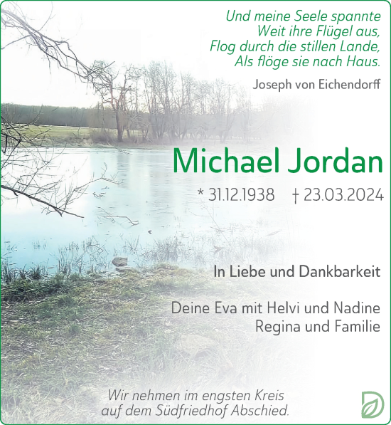 Traueranzeige von Michael Jordan von Leipziger Volkszeitung
