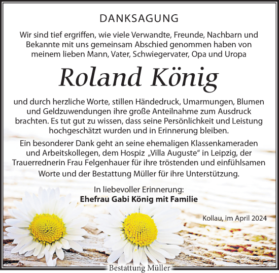 Traueranzeige von Roland König von Leipziger Volkszeitung