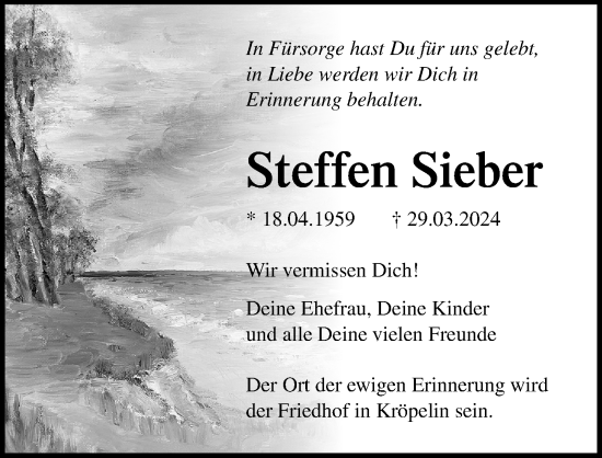 Traueranzeigen von Steffen Sieber | trauer-anzeigen.de