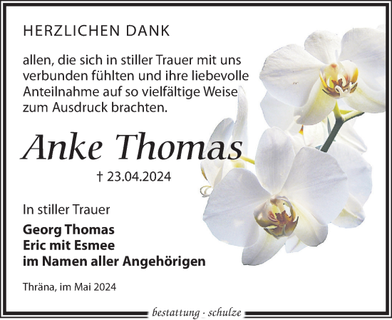 Traueranzeige von Anke Thomas von Leipziger Volkszeitung