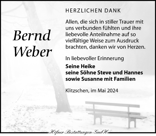 Traueranzeige von Bernd Weber von Torgauer Zeitung