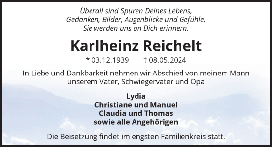 Traueranzeige von Karlheinz Reichelt von Hannoversche Allgemeine Zeitung/Neue Presse