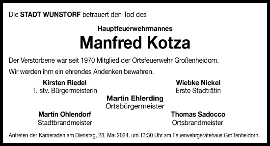Traueranzeige von Manfred Kotza von Hannoversche Allgemeine Zeitung/Neue Presse