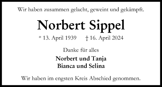 Traueranzeige von Norbert Sippel von Kieler Nachrichten