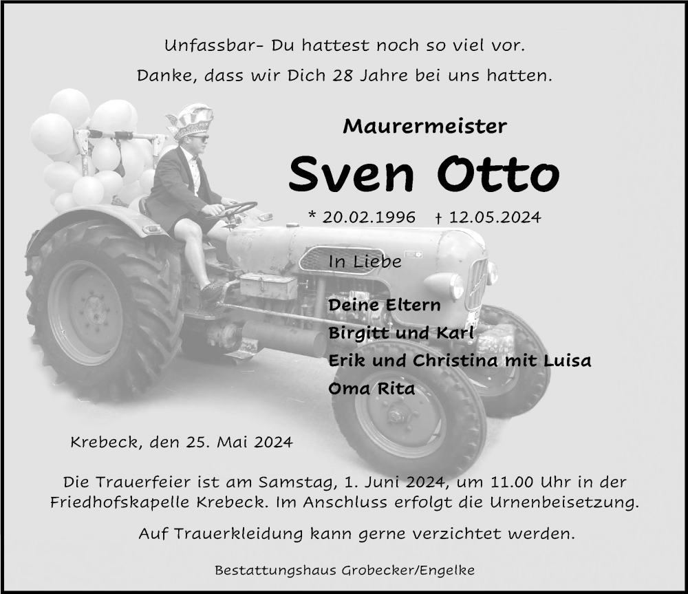  Traueranzeige für Sven Otto vom 25.05.2024 aus Eichsfelder Tageblatt