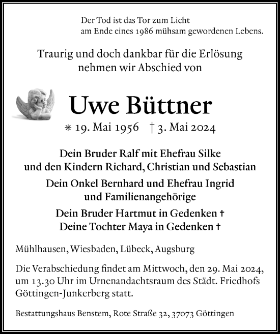 Traueranzeige von Uwe Büttner von Göttinger Tageblatt