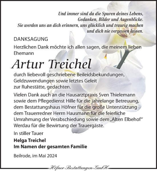 Traueranzeige von Artur Treichel von Torgauer Zeitung