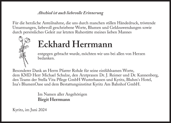 Traueranzeige von Eckhard Herrmann von Wochenspiegel