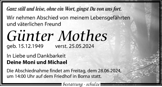 Traueranzeige von Günter Mothes von Leipziger Volkszeitung