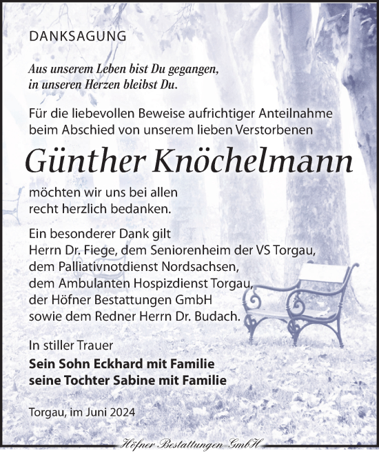 Traueranzeige von Günther Knöchelmann von Torgauer Zeitung
