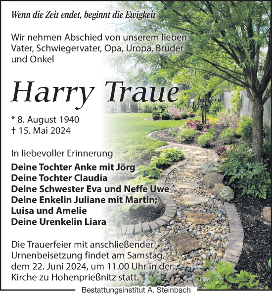 Traueranzeige von Harry Traue von Leipziger Volkszeitung
